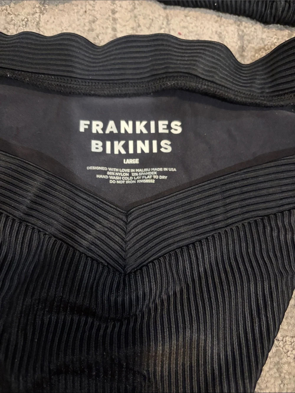 Frankie's Bikinis Black Ribbed Triangle Two-Piece